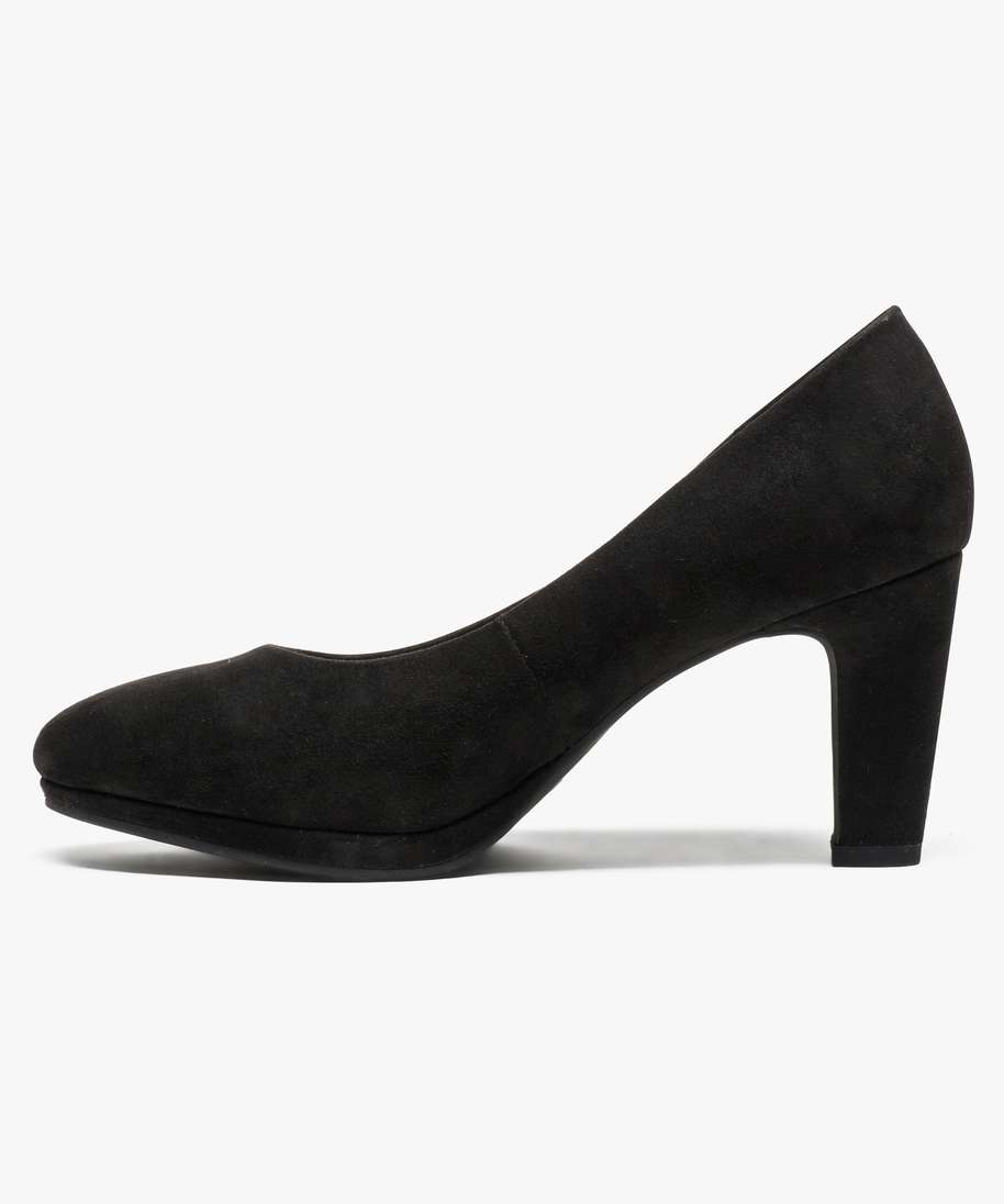 Escarpins Effet Daim A Talon Noir Femme G Mo