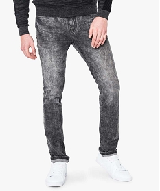 jean slim taille basse effet delave noir jeans homme GEMO