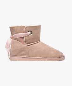 GEMO Boots femme souples et fourrés Rose