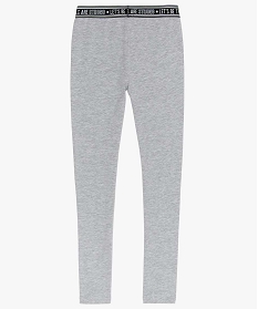 leggings de sport fille avec bandes fluo sur les cotes gris fille