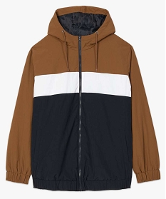 blouson homme tricolore avec capuche orange