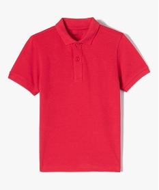 GEMO Polo à manches courtes uni en maille piquée garçon 100% coton biologique Rouge