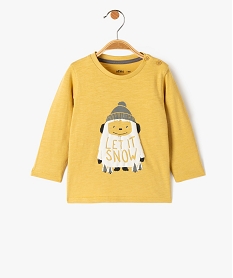 GEMO Tee-shirt bébé garçon à manches longues avec motif Jaune