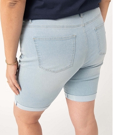 bermuda en jean femme grande taille a revers bleu shortsD357101_2