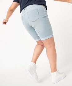 bermuda en jean femme grande taille a revers bleu shortsD357101_3