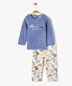 GEMO Pyjama bébé 2 pièces mix&match bimatière motif voitures Bleu