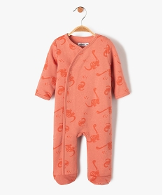 GEMO Pyjama bébé dors-bien en jersey molletonné avec ouverture ventrale Orange