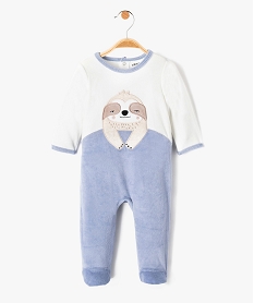 GEMO Pyjama bébé en velours motif paresseux à pont-dos Bleu