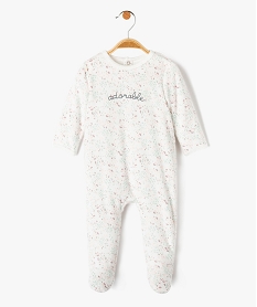 GEMO Pyjama bébé en velours imprimé avec ouverture pont-dos Beige