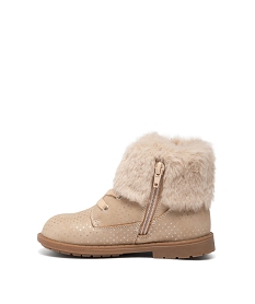 boots fille unies a col retourne en peluche avec motif etoile beige standard bottes et bootsD953001_3