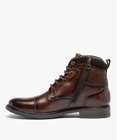 boots homme dessus en cuir uni a zip et a lacets marron chineD974101_3