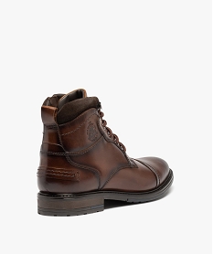 boots homme dessus en cuir uni a zip et a lacets marron chineD974101_4