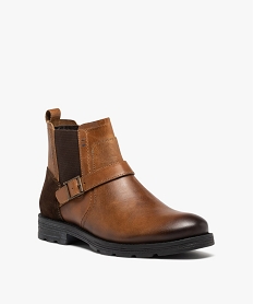 boots homme dessus en cuir uni style chelsea a zip marron vif bottes et bootsD975301_2