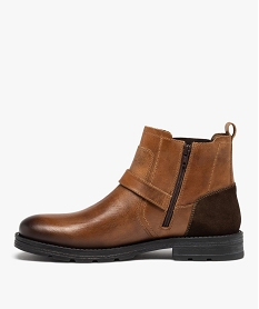 boots homme dessus en cuir uni style chelsea a zip marron vif bottes et bootsD975301_3