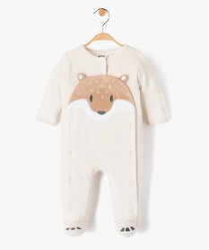 pyjama en velours ouvert devant motif renard bebe garcon beige pyjamas veloursE168901_1