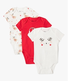 GEMO Body à manches courtes spécial Noël bébé (lot de 3) Beige