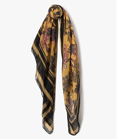 GEMO Foulard carré grand format imprimé femme Jaune