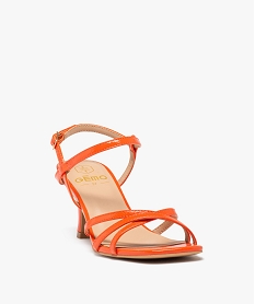 sandales femme a talon fin avec brides vernies et unies orange sandales a talonE501601_2