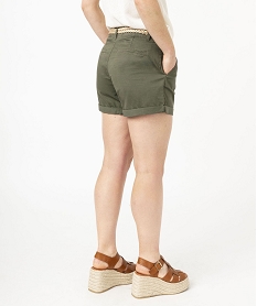 short chino en stretch avec ceinture tressee doree femme vert shortsE583701_3