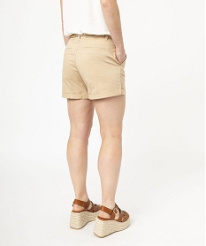 short chino en stretch avec ceinture tressee doree femme beigeE583801_3