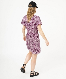 robe portefeuille imprimee en maille plissee femme violetE650301_3