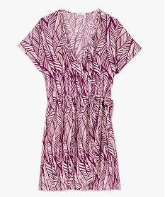 robe portefeuille imprimee en maille plissee femme violetE650301_4