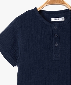 ensemble short tee-shirt en gaze de coton bebe garcon bleu shortsE661301_2