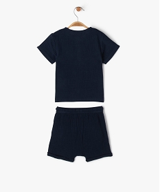 ensemble short tee-shirt en gaze de coton bebe garcon bleu shortsE661301_4