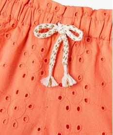 short en coton avec broderies anglaises bebe fille orange shortsE677301_2