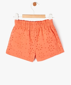 short en coton avec broderies anglaises bebe fille orange shortsE677301_3