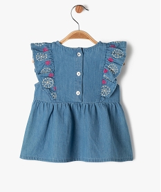 blouse a manches courtes avec volants brodes bebe fille bleu chemisiers et blousesE681701_3