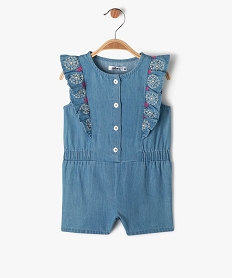 combishort avec volants brodes sur les epaules bebe fille bleu pantacourts et shortsE692701_1