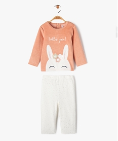 GEMO Pyjama 2 pièces en velours avec motif lapin bébé fille Rose