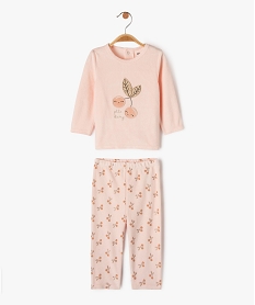 GEMO Pyjama en velours 2 pièces à motifs cerises bébé fille Rose