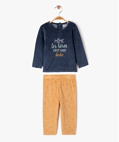 GEMO Pyjama 2 pièces en velours avec inscription brodée bébé garçon Bleu