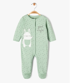 GEMO Pyjama dors-bien en coton avec motif lapin bébé garçon Vert