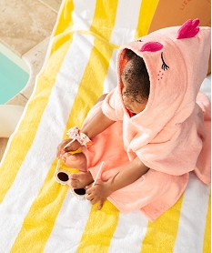 cape de bain en eponge bebe fille avec capuche poule roseE719201_4