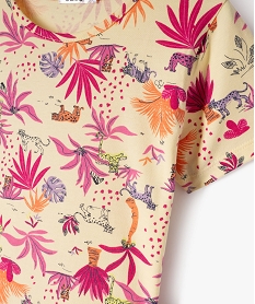 chemise de nuit manches courtes a motif jungle fille jauneE721401_2