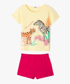 GEMO Pyjashort avec motif safari fille Jaune