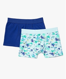 GEMO Boxer en coton stretch imprimé jungle garçon (lot de 2) Bleu