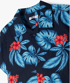 chemise manches courtes imprime tropical garcon bleu chemisesE778701_2