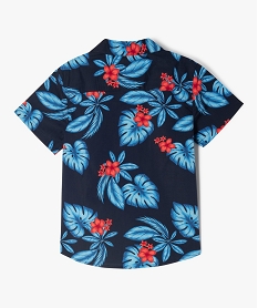 chemise manches courtes imprime tropical garcon bleu chemisesE778701_3