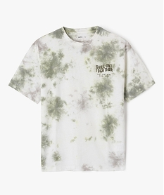 GEMO Tee-shirt manches courtestie-and-dye imprimé devant et dos garçon Vert