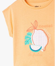 tee-shirt a manches courtes coupe courte fille orangeE830001_2