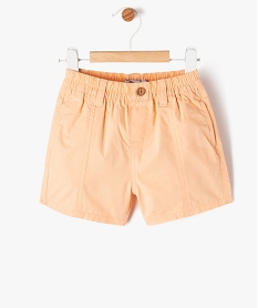 short en toile de coton avec ceinture elastique bebe garcon orange shortsE850401_1