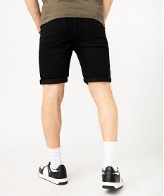 bermuda en jean stretch coupe droite homme noir shorts en jeanE854601_3