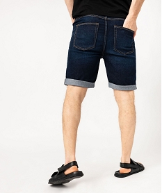 bermuda en jean stretch coupe droite homme bleu shorts en jeanE854701_3