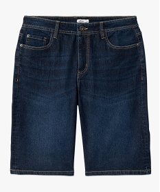 bermuda en jean stretch coupe droite homme bleu shorts en jeanE854701_4