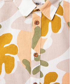 chemise a manches courtes en coton et lin bebe garcon beige chemisesE855701_3