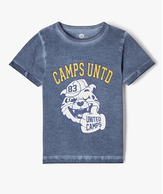 GEMO Tee-shirt à manches courtes motif base-ball garçon - Camps United Bleu